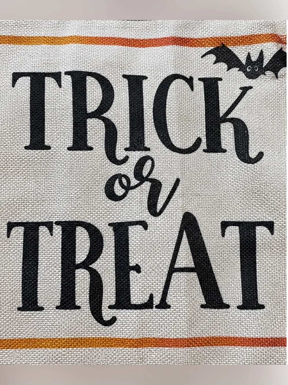 Halloween Trick or Treat with Bat linen Pillow Cover
